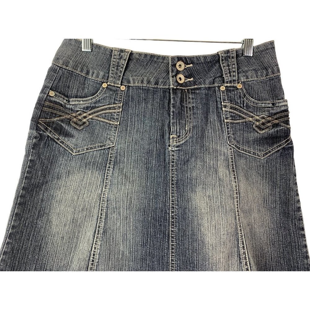 Rewind Women's Flare Denim Jean Skirt - Picture 3 of 8